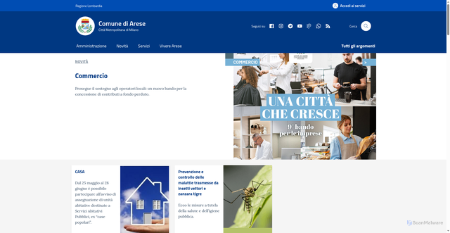 Security scan screenshot of https://www.comune.arese.mi.it