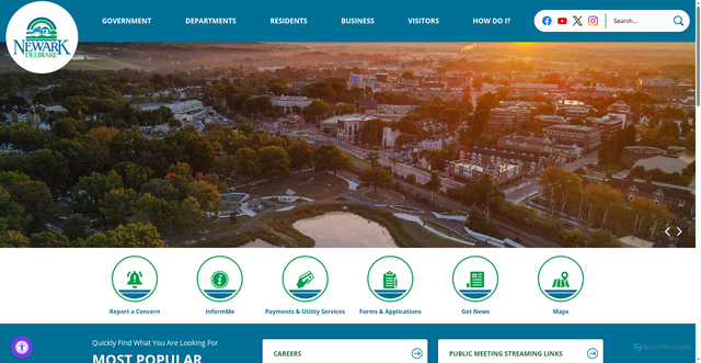 Security scan screenshot of https://newarkde.gov/
