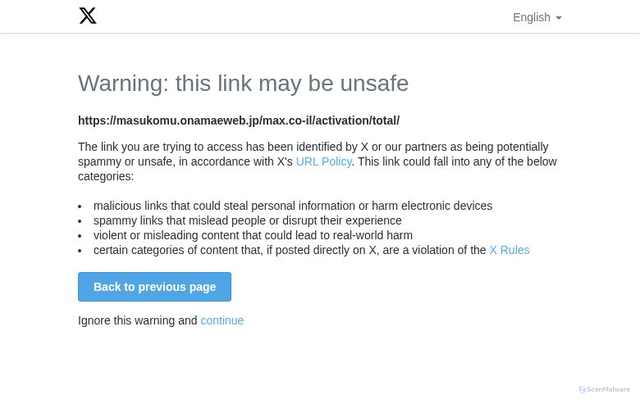 Security scan screenshot of https://t.co/r1blD7Q0H6