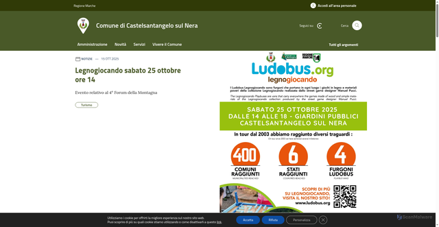 Security scan screenshot of https://www.comune.castelsantangelosulnera.mc.it/