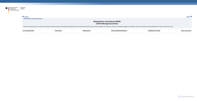 Security scan screenshot of https://www.gesetze-im-internet.de/bgb/__444.html
