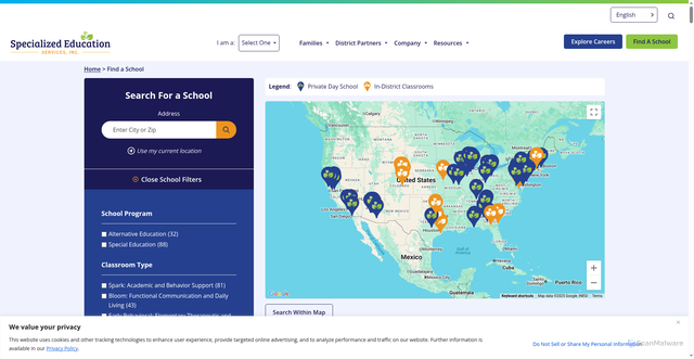 Security scan screenshot of https://sesischools.com/find-a-location/