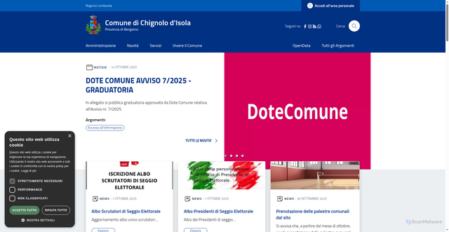 Security scan screenshot of https://www.comune.chignolodisola.bg.it/