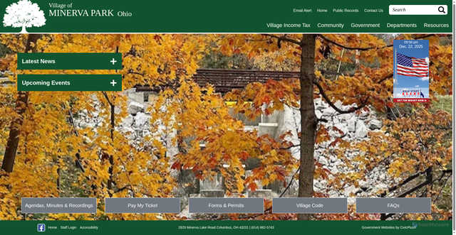 Security scan screenshot of https://www.minervapark.gov/