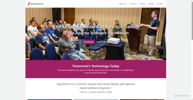 Security scan screenshot of https://www.apachecon.com