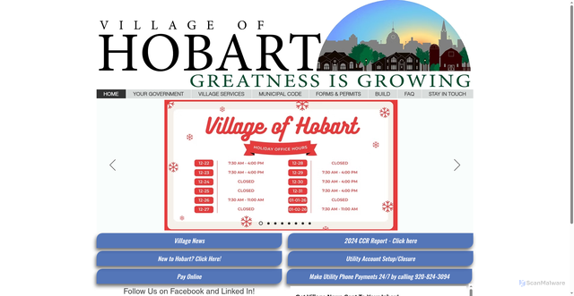 Security scan screenshot of https://hobartwi.gov/