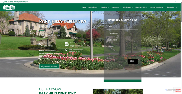Security scan screenshot of https://www.parkhillsky.gov/