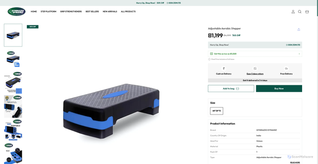 Security scan screenshot of https://gymnaziodynamiz.com/Adjustable-Aerobic-Stepper/catalogue/Zd5-3kgR/sytOo2EQ
