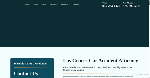 Security scan screenshot of https://www.clarkharmonsonattorney.com/las-cruces-nm/car-accident-lawyer/