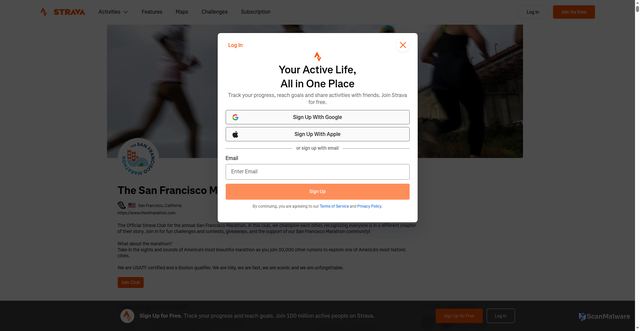 Security scan screenshot of https://www.strava.com/clubs/500780