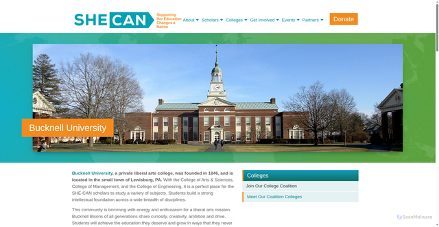 Security scan screenshot of https://shecan.global/college/bucknell-university/