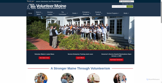 Security scan screenshot of https://volunteermaine.gov/