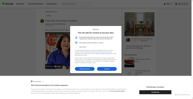 Security scan screenshot of https://www.gardenweb.com/discussions/6032080/visit-with-ina-garten-at-home