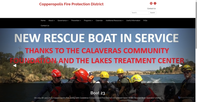 Security scan screenshot of https://www.copperopolisfire.gov/