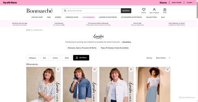 Security scan screenshot of https://www.bonmarche.co.uk/lorraine-kelly-loves/