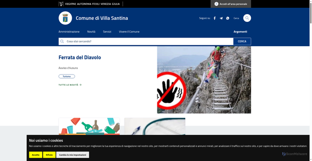 Security scan screenshot of https://www.comune.villasantina.ud.it/