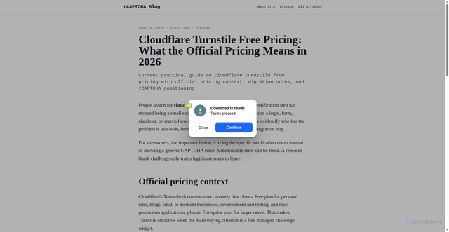 Security scan screenshot of https://blog-rcaptcha.pages.dev/articles/cloudflare-turnstile-free-pricing