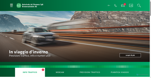 Security scan screenshot of https://www.autobrennero.it/it/