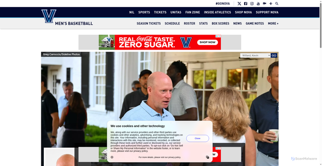 Security scan screenshot of https://villanova.com/sports/mens-basketball/roster/coaches/kevin-willard/4313
