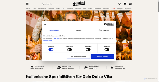 Security scan screenshot of https://gustini.se