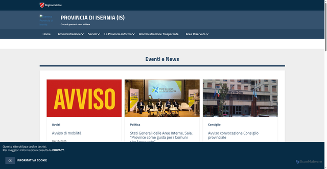 Security scan screenshot of https://www.provincia.isernia.it/hh/index.php