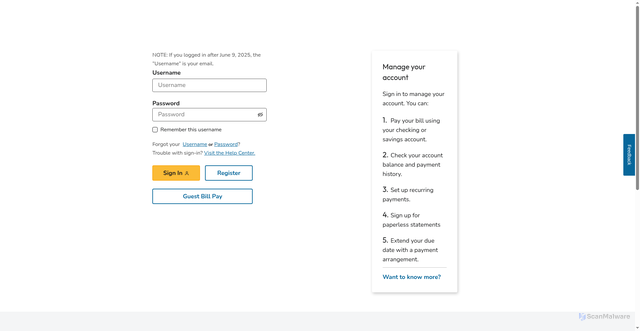Security scan screenshot of https://myaccount.pge.com/myaccount/s/login/?language=en_US
