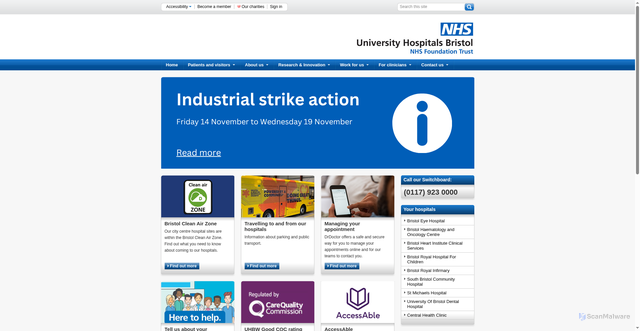 Security scan screenshot of https://www.uhbristol.nhs.uk/