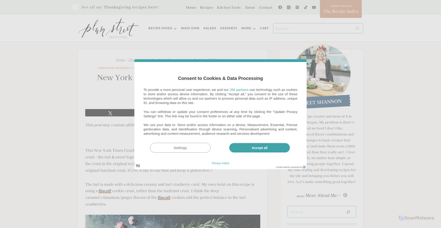 Security scan screenshot of https://plumstreetcollective.com/new-york-times-cranberry-tart-from-nyt-cooking/