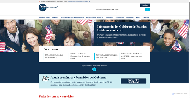 Security scan screenshot of https://www.usa.gov/es/