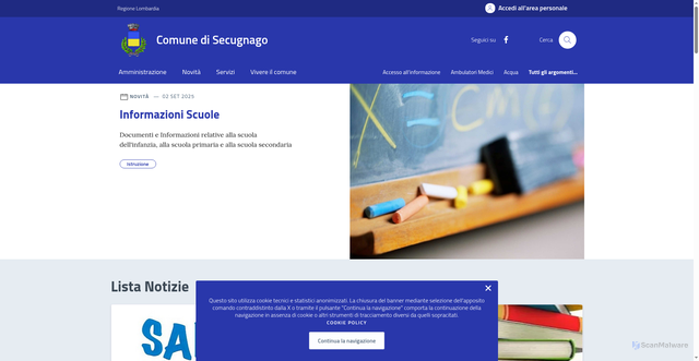 Security scan screenshot of https://comune.secugnago.lo.it/