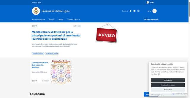 Security scan screenshot of https://comune.pietraligure.sv.it/