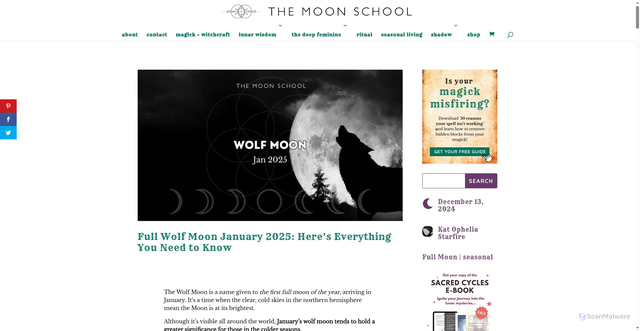 Security scan screenshot of https://www.themoonschool.org/full-moon/wolf-moon-january/