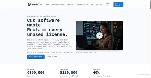 Security scan screenshot of https://whatpulse.pro