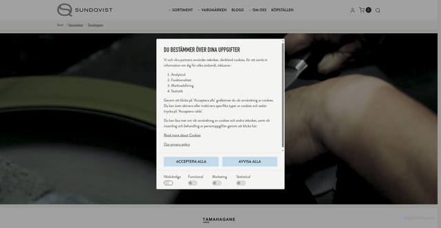 Security scan screenshot of https://tamahagane.se