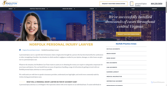 Security scan screenshot of https://www.virginiasinjurylawyers.com/norfolk-personal-injury-lawyer/