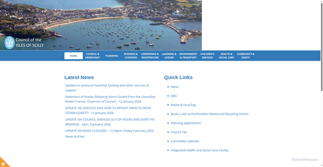 Security scan screenshot of https://www.scilly.gov.uk/