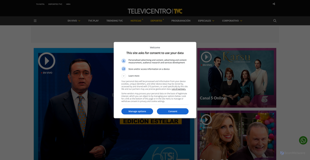 Security scan screenshot of https://televicentro.com