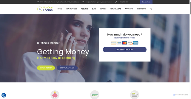 Security scan screenshot of https://cashadvancepaydayloansonline.com/