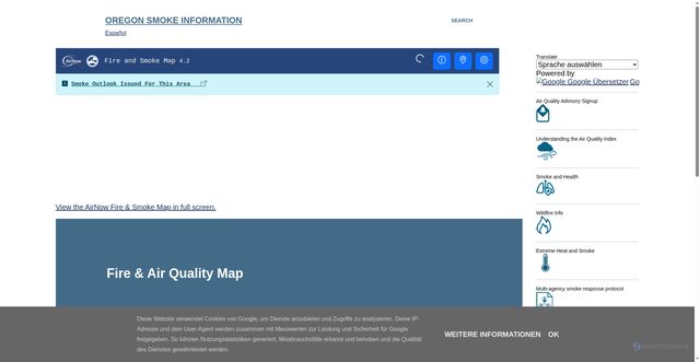 Security scan screenshot of https://www.oregonsmoke.org/p/fire-and-air-quality-map.html