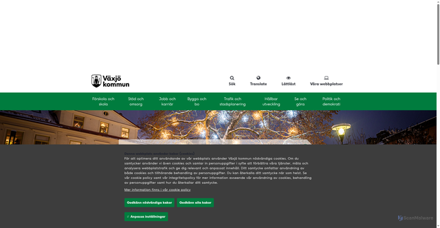 Security scan screenshot of https://www.vaxjo.se/