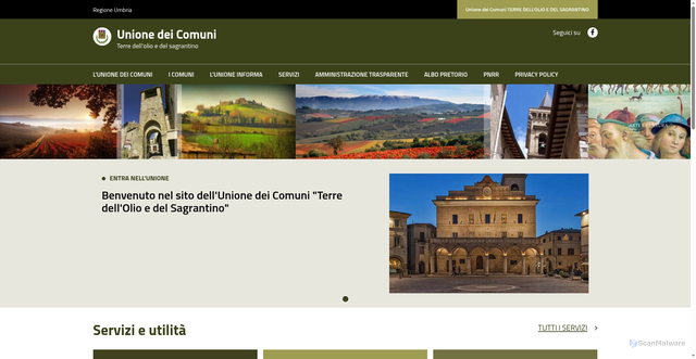 Security scan screenshot of https://www.unionecomuni.pg.it/