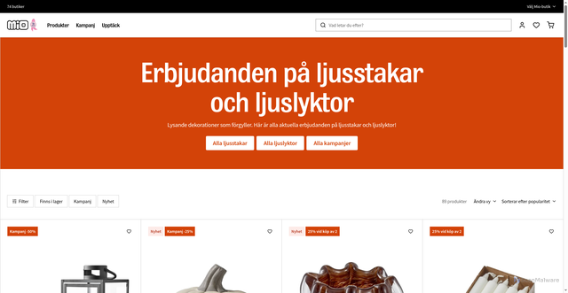 Security scan screenshot of https://www.mio.se/kampanj/ljusstakar?utm_source=miomedlem_nb_hostmarknad&utm_medium=email&utm_campaign=20260915_h%C3%B6stmys&eclub=O%2FpJzeSriwkN1Jv%2FQ1m0IWadtszSJr6gHHS5wudZG2k%3DgENLvt8%2FQoXvDZJfwuC06q2mFRjCV9CXBJPFkcfRCSUBAuGSezGQ3J9nGGmGFFl%2BkHpdtmS%2BmzoUl8LtINB2p6fRxPBjQy7Qyx8Q7xHRSmeBkR6NdbTD%2BucgaZylQauP679QcaMDzr4WNv%2FskRTOnpyN9UbAH%2BE5NIIHIKKRqAVKdFSp534Cm%2F8LU6jwFB9vAeV4MclaJh7tHwDpD%2B4lCA%3D%3D