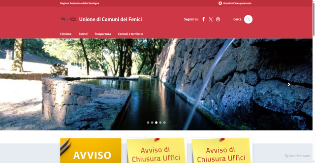 Security scan screenshot of https://www.unionecomunifenici.or.it/