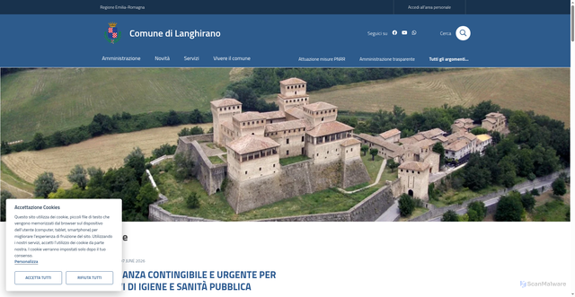 Security scan screenshot of https://www.comune.langhirano.pr.it