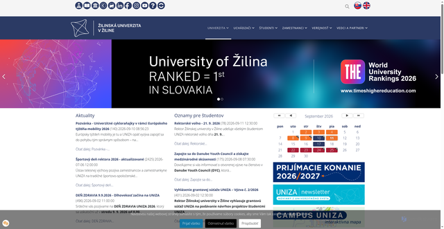 Security scan screenshot of https://uniza.sk