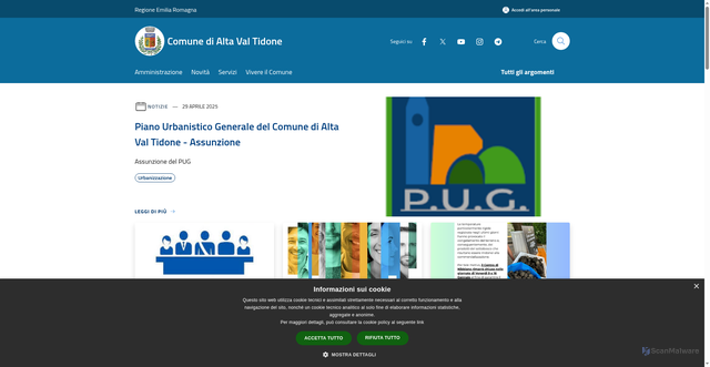 Security scan screenshot of https://www.comune.altavaltidone.pc.it/it