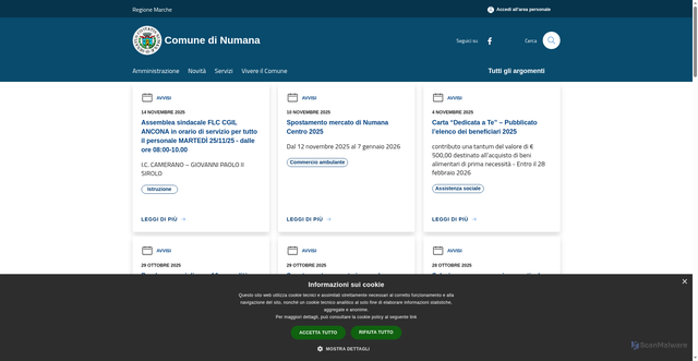 Security scan screenshot of https://www.comune.numana.an.it/it
