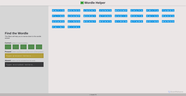 Security scan screenshot of https://vineethtrv.github.io/wordle-helper/