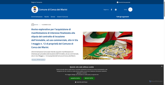 Security scan screenshot of https://www.comune.concadeimarini.sa.it/it