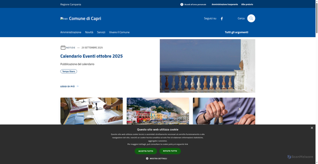 Security scan screenshot of https://www.comune.capri.na.it/it